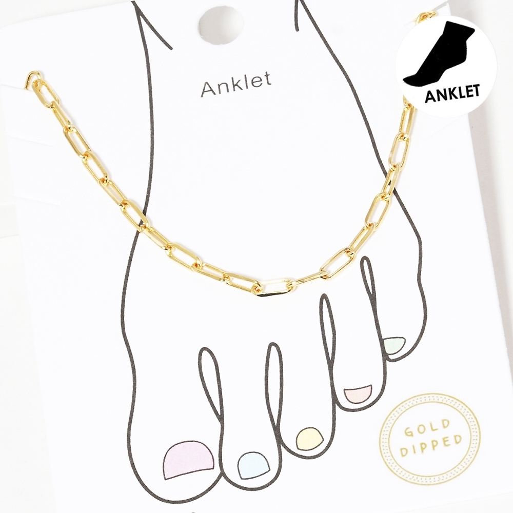 Gold Chain Link Paperclip Minimalist Simple Anklet Metal